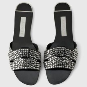 zara studded flat sandals
